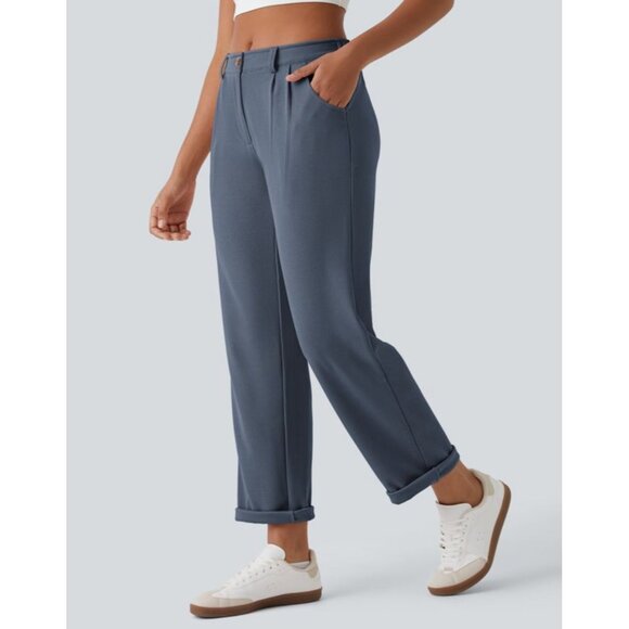Halara Mid Rise Zipper Pocket Waffle Casual Pants Sz Large Womens Blue - Picture 7 of 11